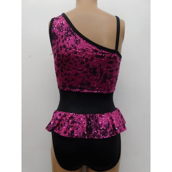 Dance Costume Wish Come True T1411 Small Adult Pink Leopard Jazz Sequin - Picture 3 of 4